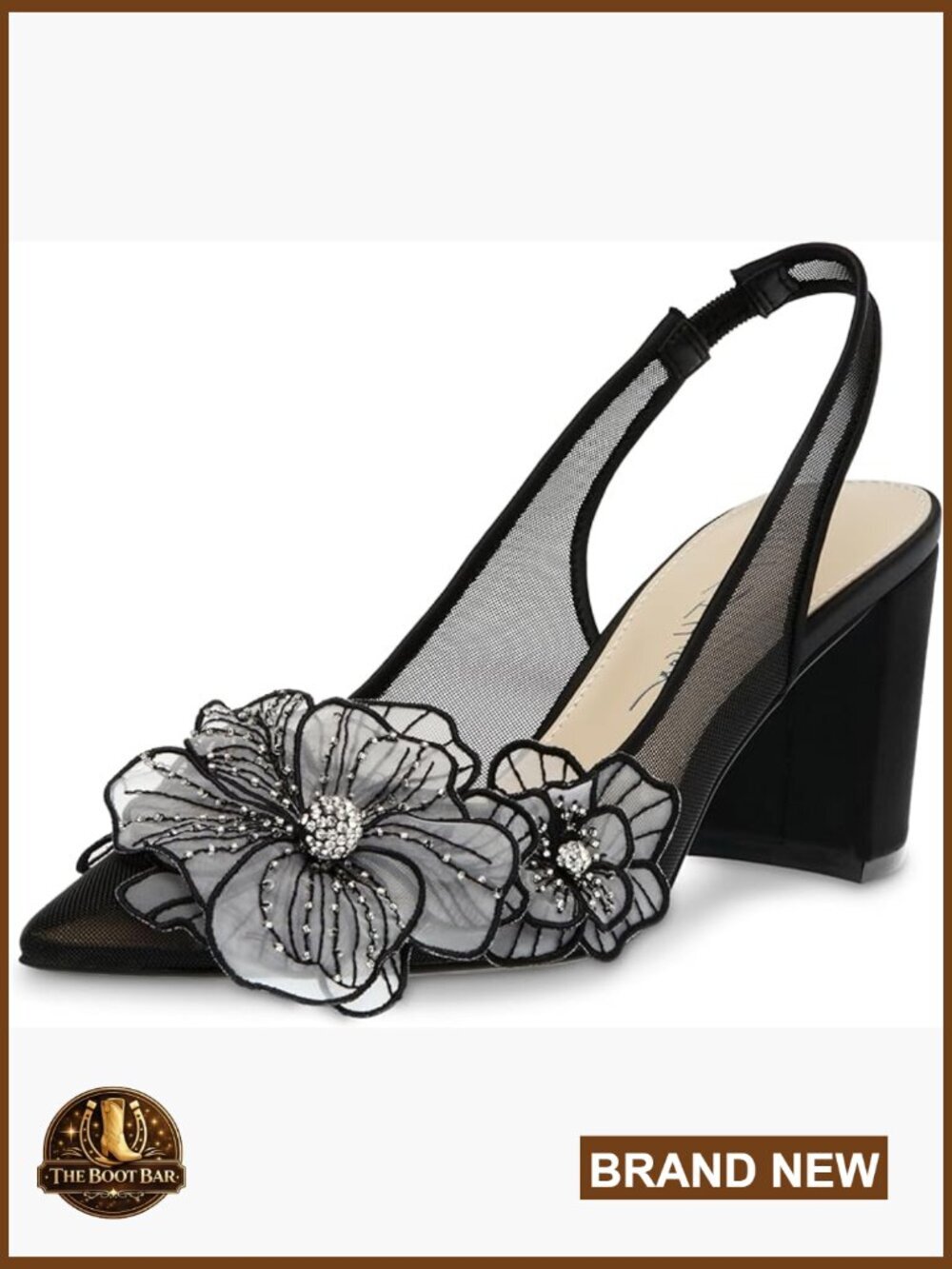 Pointed Toe Slingback Pump with Chunky Heel